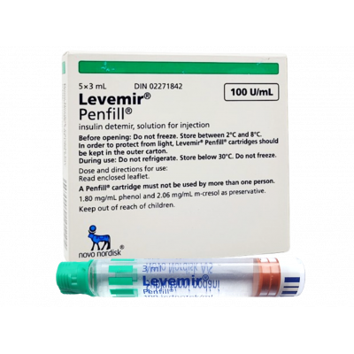 LEVEMIR 100 IU / ML PENFILL ( INSULIN DETEMIR ) SUBCUTANEOUS INJECTION  5 x 3 ML CARTRIDGES